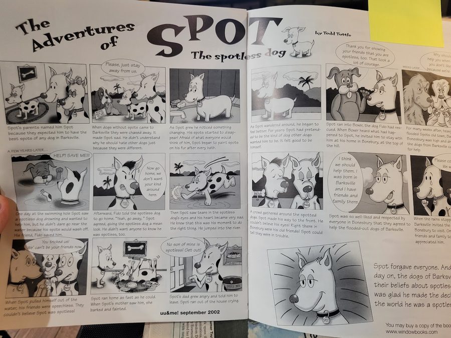 Comic reprint titled 'The Adventures of Spot the Spotless Dog'